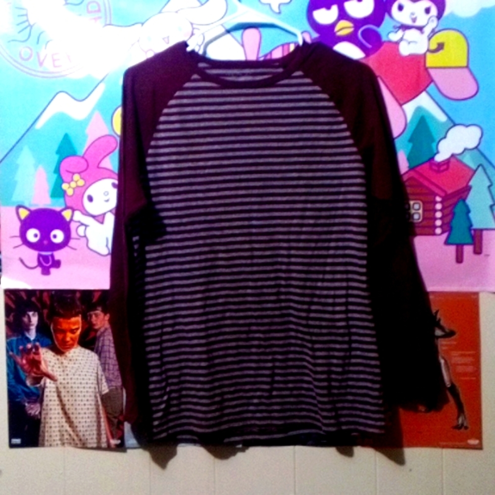 Maroon and grey striped long sleeve from •place•